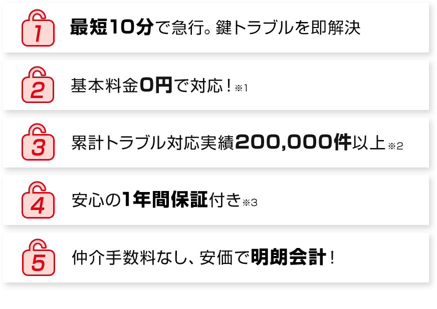 選ばれる理由を5つあげた画像